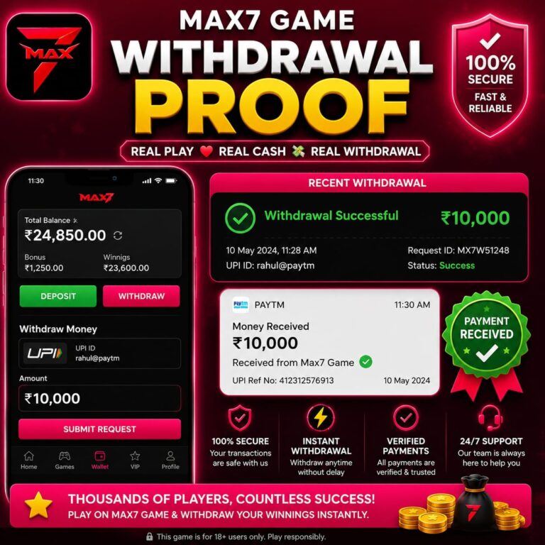 MAX7 Game bonuses and withdrawal information